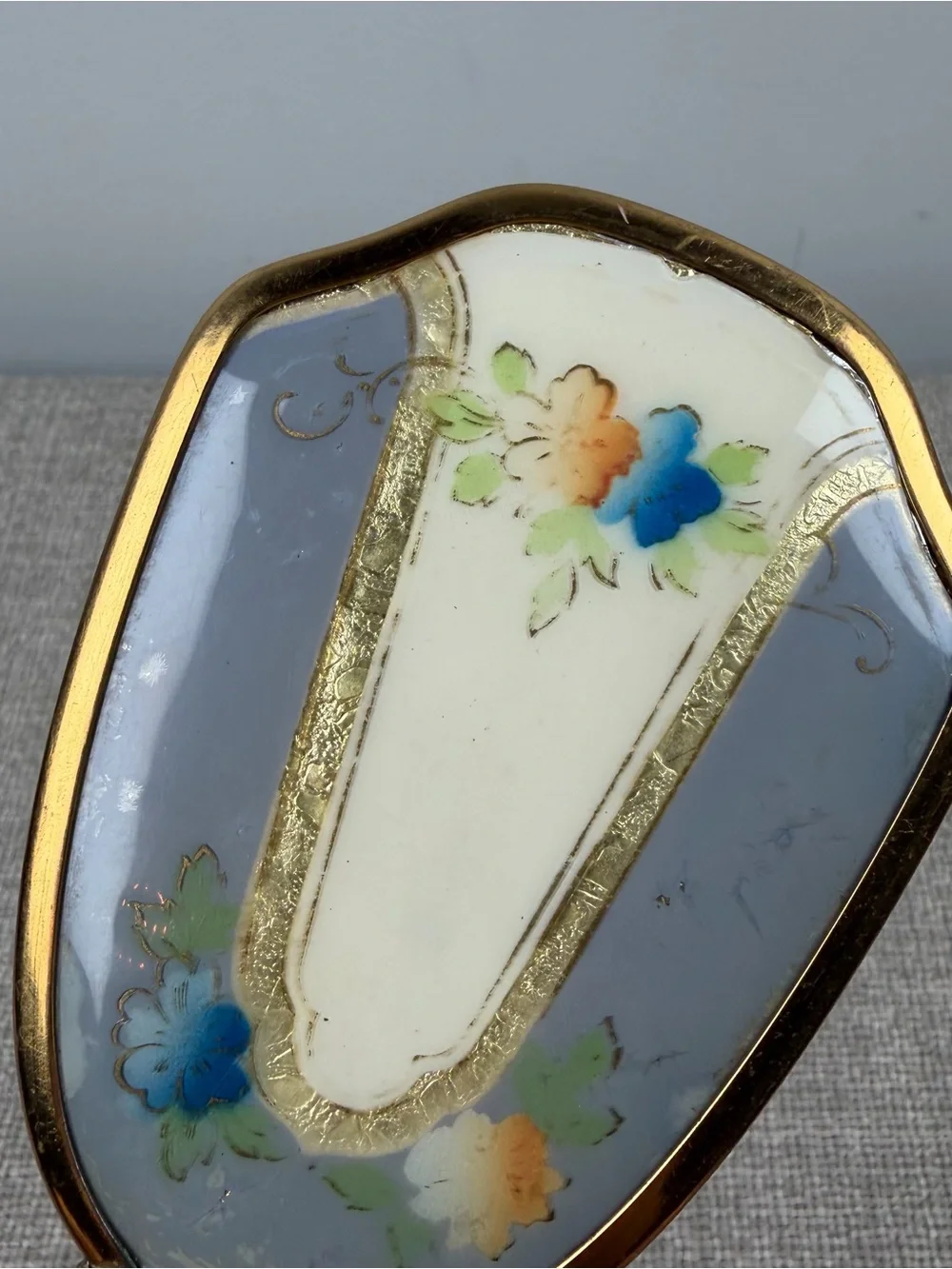 Vintage Vanity Hairbrush Gold Floral Design Cottagecore Patina Art Nouveau